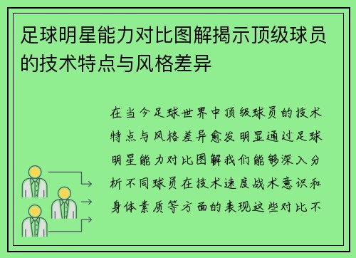 足球明星能力对比图解揭示顶级球员的技术特点与风格差异